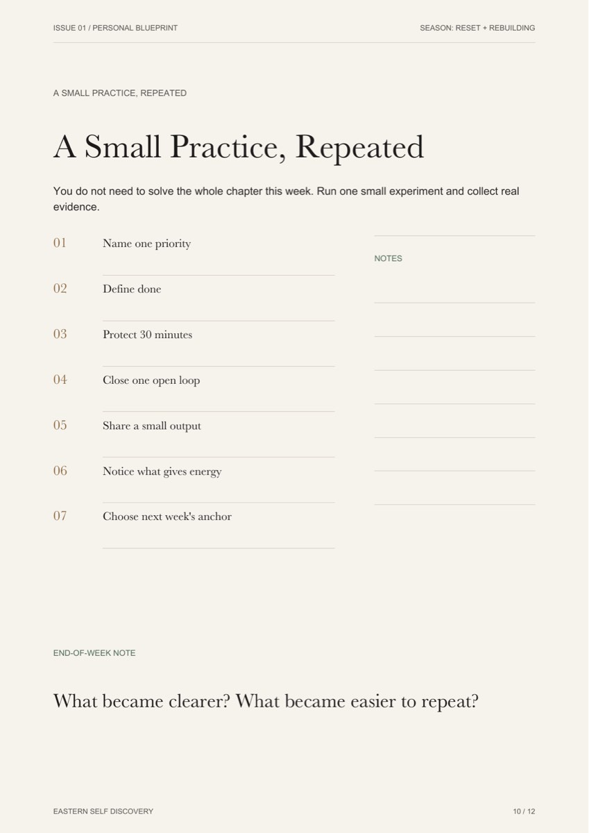 Sample seven-day direction test page
